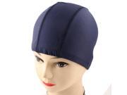 Unique Bargains Dome Shaped Polyester Swimming Cap Hat Navy Blue for Man Woman