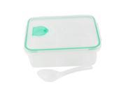 Unique Bargains Unique Bargains Outdoor Picnic Green Clear Plastic Hole Design Meal Lunch Pail Box w Spoon