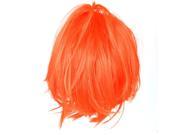 Unique Bargains Woman Short Straight Hairpiece Ponytail Top Detail Hair Full Wig Orange Red