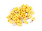 Unique Bargains 50 Pcs 2 4S Insulated Wire Connector Ring Crimp Terminal Yellow 16 14AWG