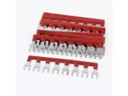 Unique Bargains 10pcs Fork Type 8 Postions Pre Insulated Terminal Strip Block Red 600V 25A