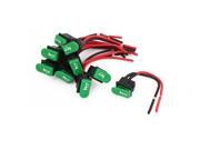 Unique Bargains 10 Pcs Momentary SPST Green Horn Button Boat Rocker Switches w Leads DC12V