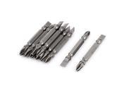65mm Long Magnetic Double Ends 6mm Slotted PH2 Crosshead Screwdriver Bits 10Pcs