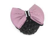 Unique Bargains Girls Stretchy Band Black Red Bow Detail Snood Net Hairnet Hairclip