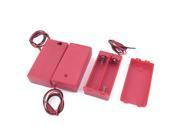 Unique Bargains 3pcs Red Plastic Wire Leads Battery Storage Case Holder w Cover for 2 x 1.5V AA