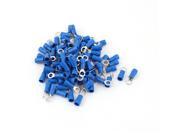 Unique Bargains 100 Pcs 2 4S Insulated Wire Connector Ring Crimp Terminal Blue 16 14AWG