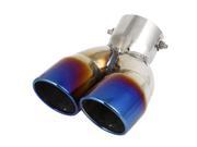 Unique Bargains Car Stainless Steel Slanted Cut 2 Outlet Exhaust Tail Muffler Burn Blue Tip