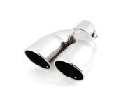 Unique Bargains Round 62mm Inlet Two Outlet Stainless Steel Tail Exhaust Muffler Tip for Autos