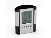 Black Alarm Clock Temperature Time Display Calendar Pen Holder