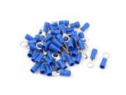 Unique Bargains 50 Pcs 2 5S Insulated Wire Connector Ring Crimp Terminal Blue 16 14AWG
