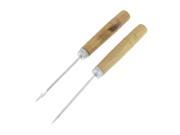 2 Pcs Wooden Nonslip Handle Stitcher Curved Needle Sewing Awl