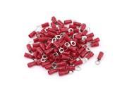 100 Pcs 2 4S Insulated Wire Connector Ring Crimp Terminal Red 16 14AWG
