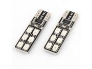 Unique Bargains 2 Pcs Car Yellow T10 3528 12 SMD 10 LED Wedge Map Dome Lamp License Plate Light