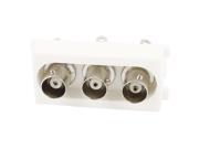 Unique Bargains Soldering BNC Triple Coaxial Female Jack Wall Plate Socket Adapter White