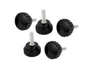 5 Pcs Lathe M6 x 26mm x 20mm Black Round Head Thumbscrew Knurled Knobs