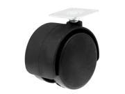 Unique Bargains Furniture 1.9 Double Plastic Wheel Plate Mount Swivel Caster Black Silver Tone