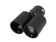 Unique Bargains 62mm Inlet Round Dual Tip Bent Stainless Steel Exhaust Muffler Tail Pipe Black