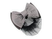 Unique Bargains Girls Stretchy Band Black White Bow Detail Snood Net Hairnet Hairclip