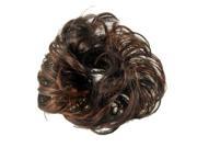 Unique Bargains Brown Black Faux Hair Wedding Elastic Band Curly Hairpiece Wig Bun for Ladies