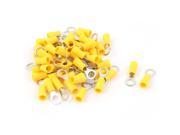 Unique Bargains 50 Pcs 2 5S Insulated Wire Connector Ring Crimp Terminal Yellow 16 14AWG