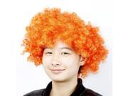 Unique Bargains Cosplay Party Orange Synthetic Fiber Fancy Afro Wig