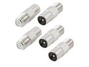Unique Bargains 5 Pcs Silver Tone F Type Male to TV PAL Male Plug RF Adapter Connector