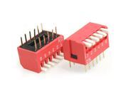 Unique Bargains 10 Pcs 6 Positions 2.54mm Pitch Side Piano Type DIP Switch Red