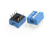 Unique Bargains 5 Pcs 2 Row 8 Pin 4P Positions 2.54mm Pitch DIP Switch Blue