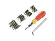 Unique Bargains Red Yellow Handle 32 in 1 Slotted 3mm Tri wing Screwdriver Bit Set