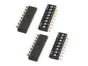 Gold Tone 16 Pins Contacts Black Slide Type DIP Switch 5 Pcs
