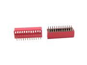 Unique Bargains 2pcs 12 Positions Ways 24P 24 Pin 2.54mm Pitch Side Piano Type DIP Switch Red