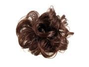 Unique Bargains Ladies Brown Short Curly Style Wig Ponytail Elastic Hair Tie Band