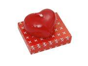 Ornamental Red Wax Candle Present Gift Heart Shape