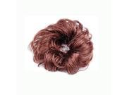 Unique Bargains Women DIY Party Hair Piece Wavy Curls Wig Bun Brown
