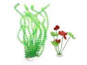 Fish Tank 20.1 Plastic Red Green Underwater Plants Ornament 2 Pcs