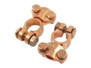 Car Replacement Brass Angle Type Battery Terminals Copper Tone 2 Pcs