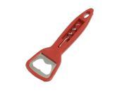 Unique Bargains Red Plastic Handle Metal Corkscrew Wine Bear Bottle Opener