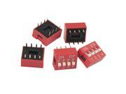 Unique Bargains Gold Tone Plate Red 8 Pins Contacts Red Slide Type DIP Switch x 5