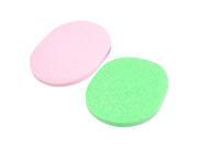 Women Pink Green Oval Sponge Makeup Beauty Cleaning Powder Puff 2Pcs