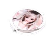 Stainless Steel Press Double Faced Folding Cosmetic Mirror Silver Tone