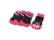 2 Pairs Black Fuchsia Knitted Paw Print Stretch Pet Socks for Cat Dog Doggy M