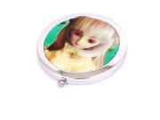 Stainless Steel Double Faced Folding Cosmetic Mirror Silver Tone Green