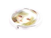 Lady Stainless Steel Dual Faced Folding Cosmetic Mirror Silver Tone