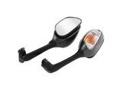 2 Pcs Angle Adjustable Motorcycle Rearview Mirror w Yellow Light
