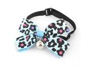 Flower Printed Bell Ornament Pet Dog Doggy Bowtie Bowknot Collar Blue Black