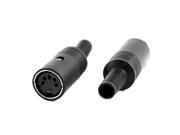 15mm Diameter Black Plastic 5 Pin DIN In Line Female Socket 2 Pcs