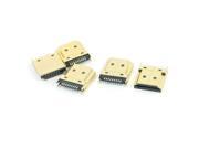 5pcs Gold Tone 1.2mm Slot Width Mini 19Pin HDMI Female Connector SMT 180 Degree