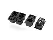 4Pcs AC 250V 10A Black Inlet Power Socket Adapter w Fuse Holder