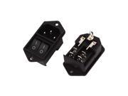 AC 250V 6A 125V 10A Twin On Off Rocker Switch IEC320 C14 Inlet Power Socket 2PCS