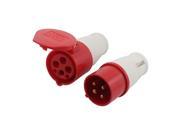 AC 380 415V 16A IP44 3P E IEC309 2 Round Pin Industrial Plug Socket White Red